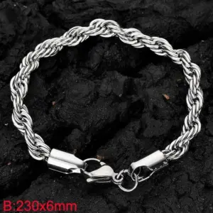 Steel Color (Width 6mm) / Bracelet 9 Inches (Length 23cm)