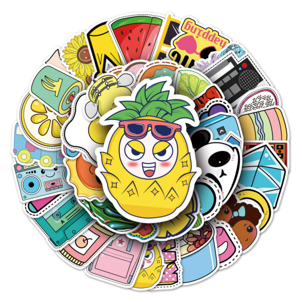 Wholesale 53 cartoon VSCO style small fresh luggage scooter piano waterproof ins stickers car decoration stickers