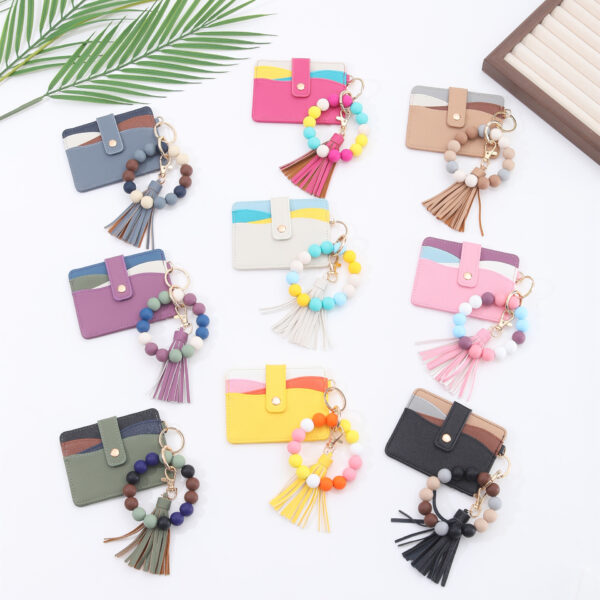 Wholesale Silicone Bead Bracelet Keychain