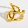 Wholesale Simple Geometric Open Ring Stainless Steel 18K Gold Plated Adjustable Size Casual Elegant Sexy Minimalist Style For Women