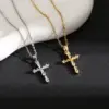 Wholesale Jewelry Simple Style Cross 304 Stainless Steel Plating Pendant Necklace Cable Chain