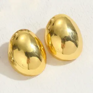 Large Stud Earrings Real / Gold