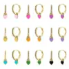 1 Pair French Style Sweet Heart Shape Copper Enamel Plating Inlay Zircon Gold Plated Drop Earrings
