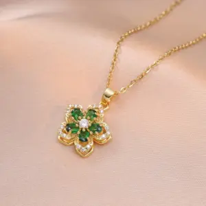 X2984 Emerald Bauhinia Necklace