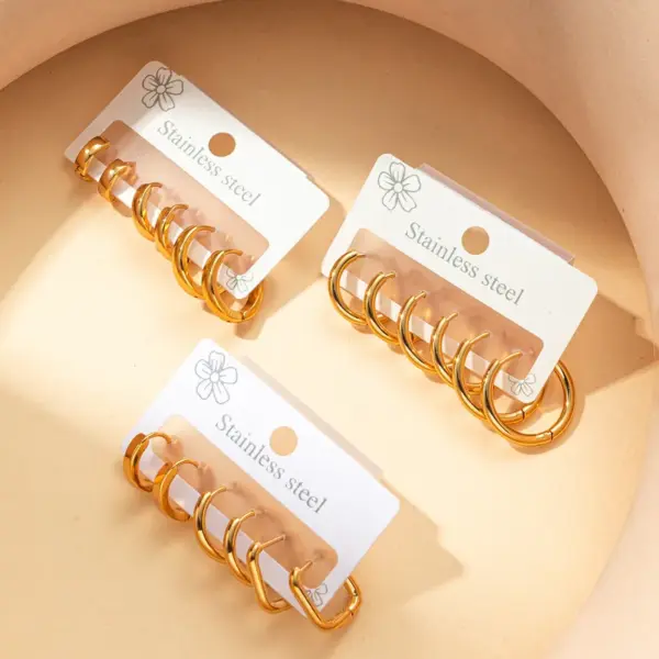 Wholesale 1 Set Basic Simple Style Geometric Flower Irregular Plating Titanium Steel Earrings Ear Studs