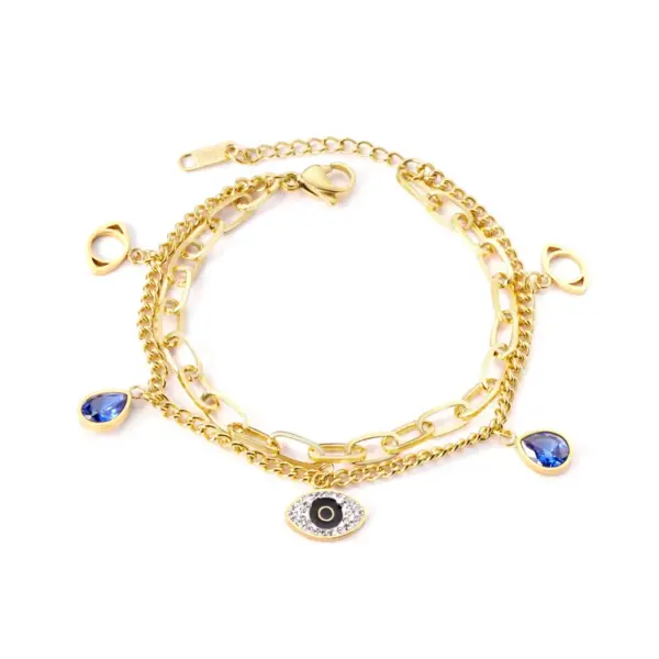 Wholesale Fashion Devil's Eye Hand Of Fatima Heart Shape Stainless Steel Bracelets