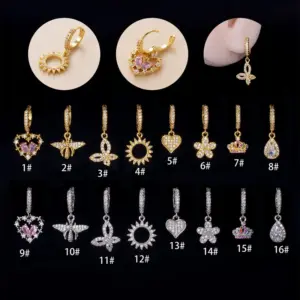 Wholesale Fashion Water Droplets Heart Shape Copper Plating Inlay Zircon Ear Studs 1 Piece