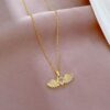 Wholesale 304 Stainless Steel Zircon Angel Wings Heart Shape Elegant Pendant Necklace For Women's