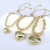 Wholesale Simple Style Heart Shape Copper Plating Gold Plated Bracelets