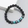 Wholesale Simple Style Geometric Turquoise Volcanic Rock No Inlaid Beaded Chain Bracelets In Bulk