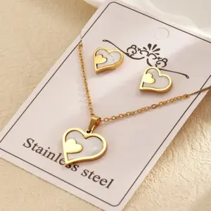 B Set / Necklace Length: About 450mm; Earring Size: About 11.5x13mm (pin Thickness: About 0.8mm) / 1 Set/Package
