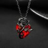 Wholesale European and American Love Rose Necklace Gothic Diablo Design Sense Winding Flower Heart-Shaped Clavicle Chain Birthday Gift