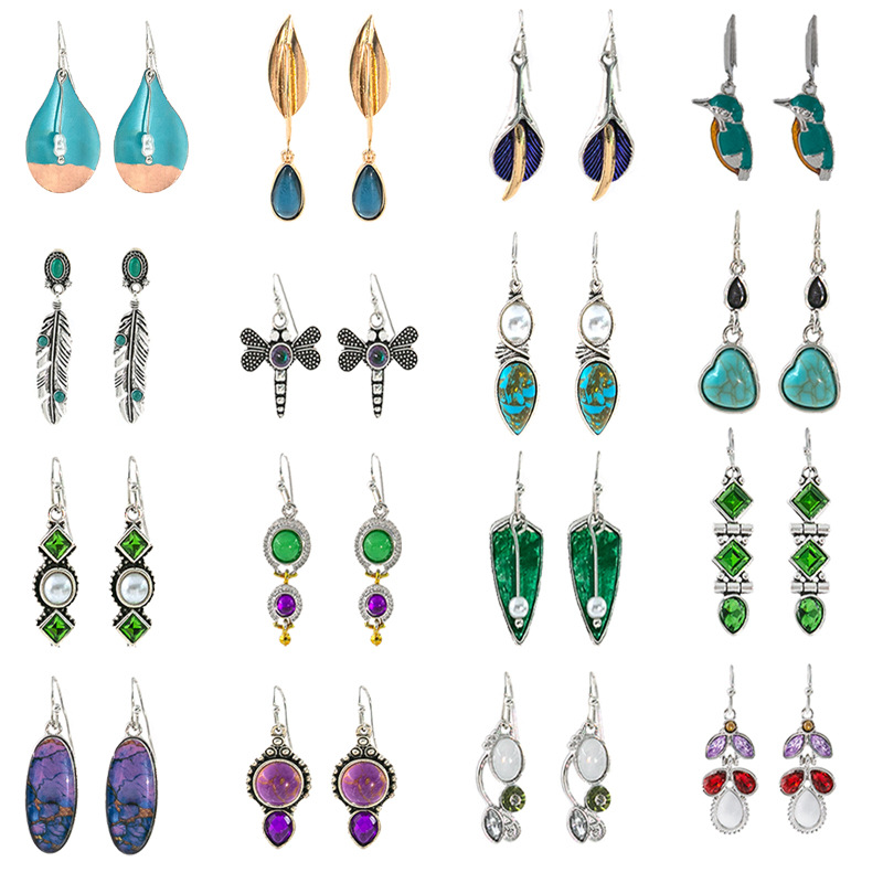 Wholesale Bohemian agoy Bird Water op Round Earrings