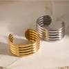 Wholesale 304 Stainless Steel Round PVD Coated 18K Real Gold Plated Real Gold Plated IG Style Simple Style Waterproof Non Tarnish Gold Bangle