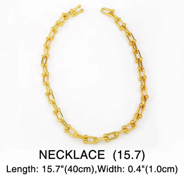Wholesale 1 Piece Fashion U-shaped Lock Copper Patchwork Plating Bracelets Earrings Necklace
