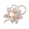 Wholesale Fashion Pin Flower Alloy Inlay Artificial Pearls Rhinestones Women'S Brooches