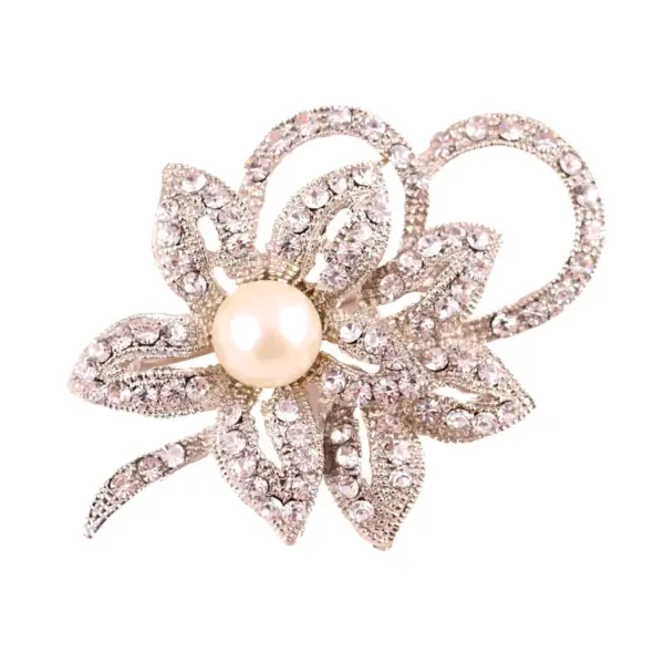 Wholesale Fashion Pin Flower Alloy Inlay Artificial Pearls Rhinestones Women'S Brooches