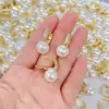 Wholesale 1 Pair Fashion Geometric Copper Inlay Artificial Pearls Zircon Drop Earrings