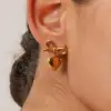 Wholesale Ion Plating (IP) 18K Gold Plated Heart Shape Bow Knot 304 Stainless Steel Elegant Glam Classic Style Waterproof Non Tarnish Drop Earrings