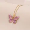 Wholesale Ion Plating (IP) Real Gold Plated Heart Shape Butterfly 304 Stainless Steel Elegant Cute Romantic Waterproof Non Tarnish 304 Stainless Steel Lobster Trigger Clasp Closure Pendant Necklace Necklace
