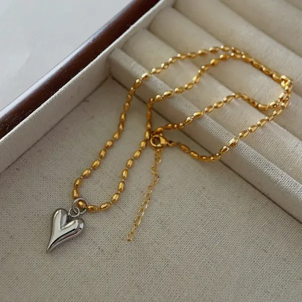 Wholesale Jewelry Simple Style Heart Shape 304 Stainless Steel Titanium Steel Plating Pendant Necklace