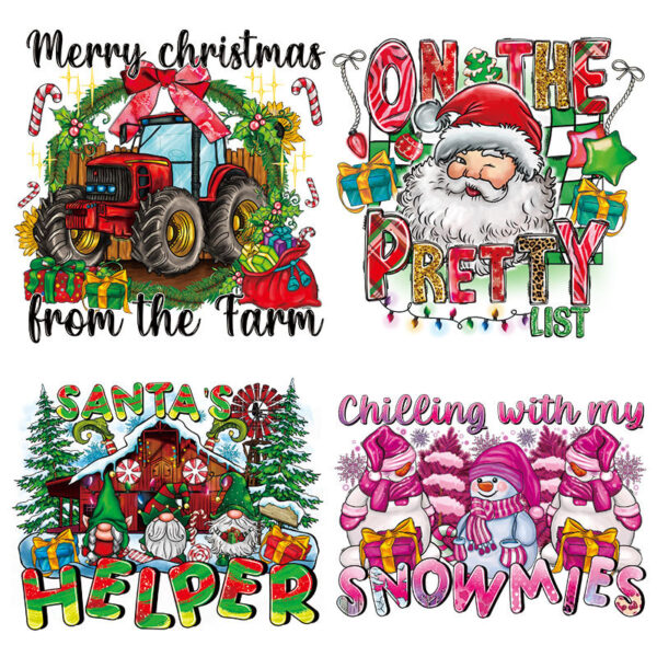 Wholesale Christmas logo clothing UV DTF Ready to Press Transfers Wraps