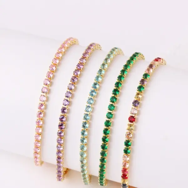 Wholesale Copper Inlay Round Zircon Copper Bracelets