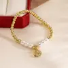 Wholesale Jewelry Simple Style Commute Geometric Imitation Pearl Copper Bracelets
