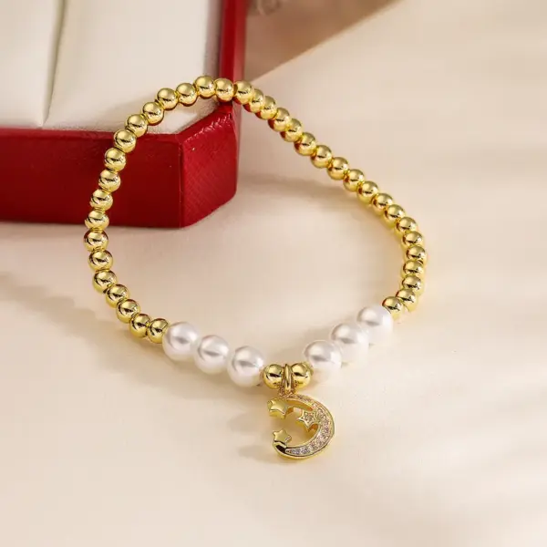 Wholesale Jewelry Simple Style Commute Geometric Imitation Pearl Copper Bracelets