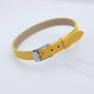 8mm Imitation Leather Wristband-Yellow (Square Steel Buckle) / 8mm Imitation Leather Wristband