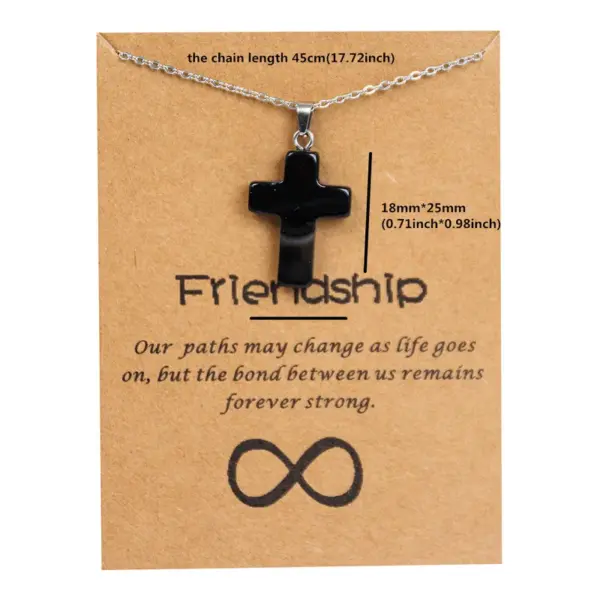 Wholesale Simple Style Cross Stainless Steel Natural Stone Titanium Steel Plating Pendant Necklace