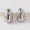 Wholesale 1 Pair Vintage Style Water Droplets Plating Inlay Brass Artificial Gemstones Crystal 18k Gold Plated White Gold Plated Ear Studs