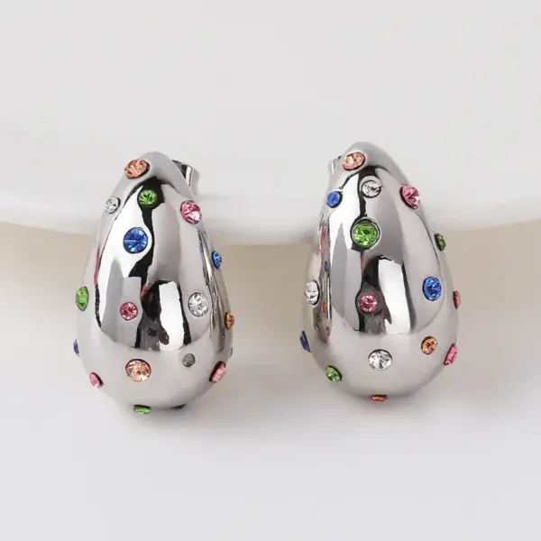 Wholesale 1 Pair Vintage Style Water Droplets Plating Inlay Brass Artificial Gemstones Crystal 18k Gold Plated White Gold Plated Ear Studs