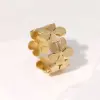 oly-dfe81eea6e5e29c70ab04d198c6febcc Wholesale PVD Coated Real Gold Plated 18K Gold Flower 304 Stainless Steel IG Style Pastoral Simple Style Waterproof Non Tarnish Open Rings