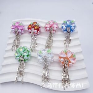oly-dfedcdf0d47b71dcd5cd656f1fec4e92 Wholesale Cross-Border Tassel Flower Soft Clay Nepalese Diamond Ball Straight Hole Beads DIY Beaded Mobile Phone Chain Keychain Bag Pendant