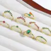 Wholesale Brass 18K Gold Plated Plating Inlay Solid Color Zircon Open Rings