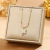 Water Plating Vacuum 18K Gold Plated K Solid Color 304 Stainless Steel Copper Elegant Luxurious Simple Style Pendant Necklace