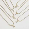 Wholesale 14K Gold Plated Letter 304 Stainless Steel Copper Classic Style 304 Stainless Steel Lobster Trigger Clasp Closure Pendant Necklace