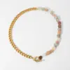 Wholesale 18k Stainless Steel Ot Buckle Colored Natural Stone Beaded Necklace Wholesale Nihaojewelry