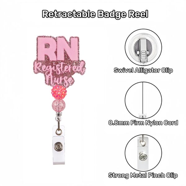 Wholesale Cross-border Explosions Acrylic Glitter Medical DIY Beaded Diamond Ball Bow with Powder Beads Easy to Pull Buckle ID Clip