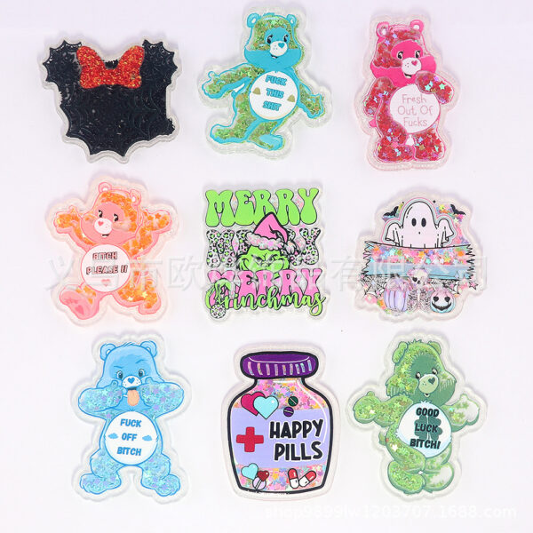 Wholesale cartoon quicksand bear bag acrylic pin DIY patch OLY Exclusive