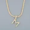 Copper Tennis Chain Inlaid Zircon Letter Necklace