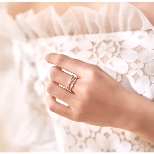 Wholesale Fashion Geometric Copper Plating Zircon Open Ring