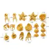 PVD Coated 18K Gold Plated Starfish Shell 304 Stainless Steel Casual Beach Waterproof Non Tarnish Rings Earrings