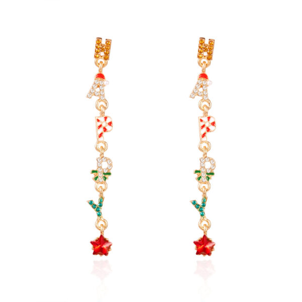 Wholesale Christmas colorful rhinestone letter earrings