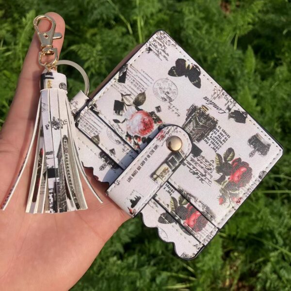 Wholesale Cross-border Amazon PU Card Case Keychain European and American Style Leopard Snake Pattern Ladies Bag Leather Tassel Pendant Pendant