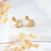 Real Gold Plated Moon Heart Shape Flower 304 Stainless Steel Simple Style IG Style Waterproof Non Tarnish Ear Studs