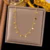 PVD Coated Real Gold Plated 18K Gold Solid Color 304 Stainless Steel Commute Waterproof Non Tarnish 304 Stainless Steel Necklace
