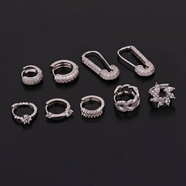 Ear Cartilage Rings & Studs Geometric Copper Zircon