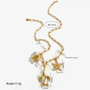 White Sea Turtle Starfish Multi-Pendant